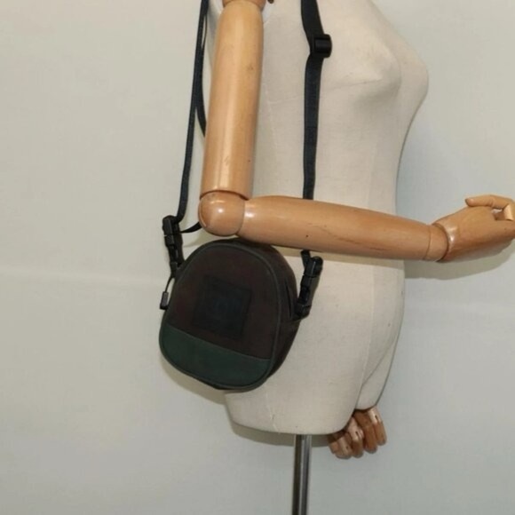 CHANEL Vintage Rare COCO Mark Sports Line Crossbody Sling Bag Canvas Brown Green - Picture 2 of 13